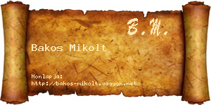 Bakos Mikolt névjegykártya